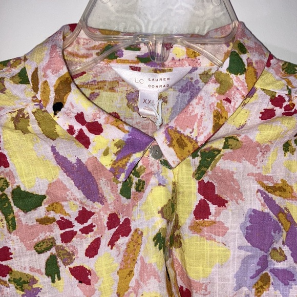LC Lauren Conrad button down floral print top XXL - Picture 9 of 17
